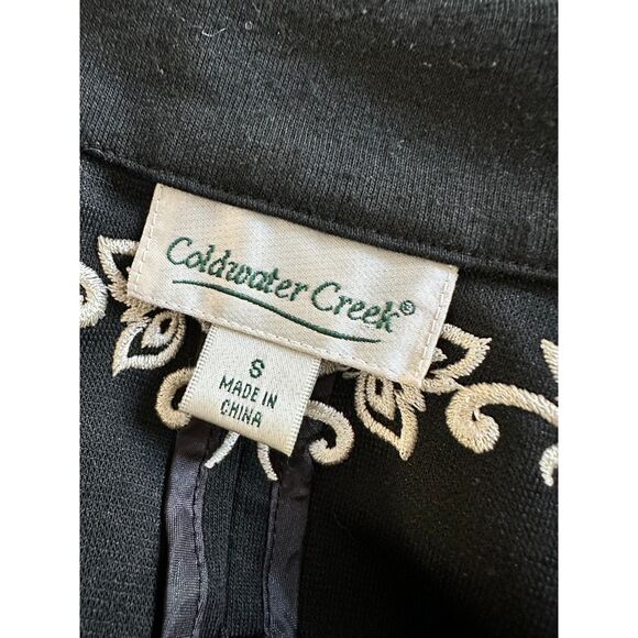 Coldwater Creek Black Ivory Floral Embroidered Jacket Sweater Top size Small - Picture 3 of 8